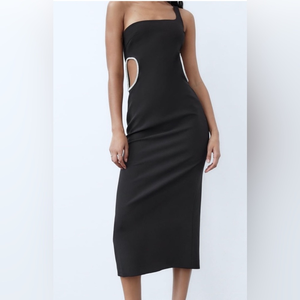 Zara cutout midi black dress
